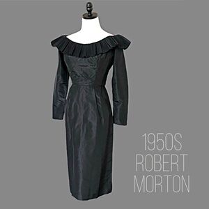 vintage 1950s Designer Robert Morton black wiggle dress